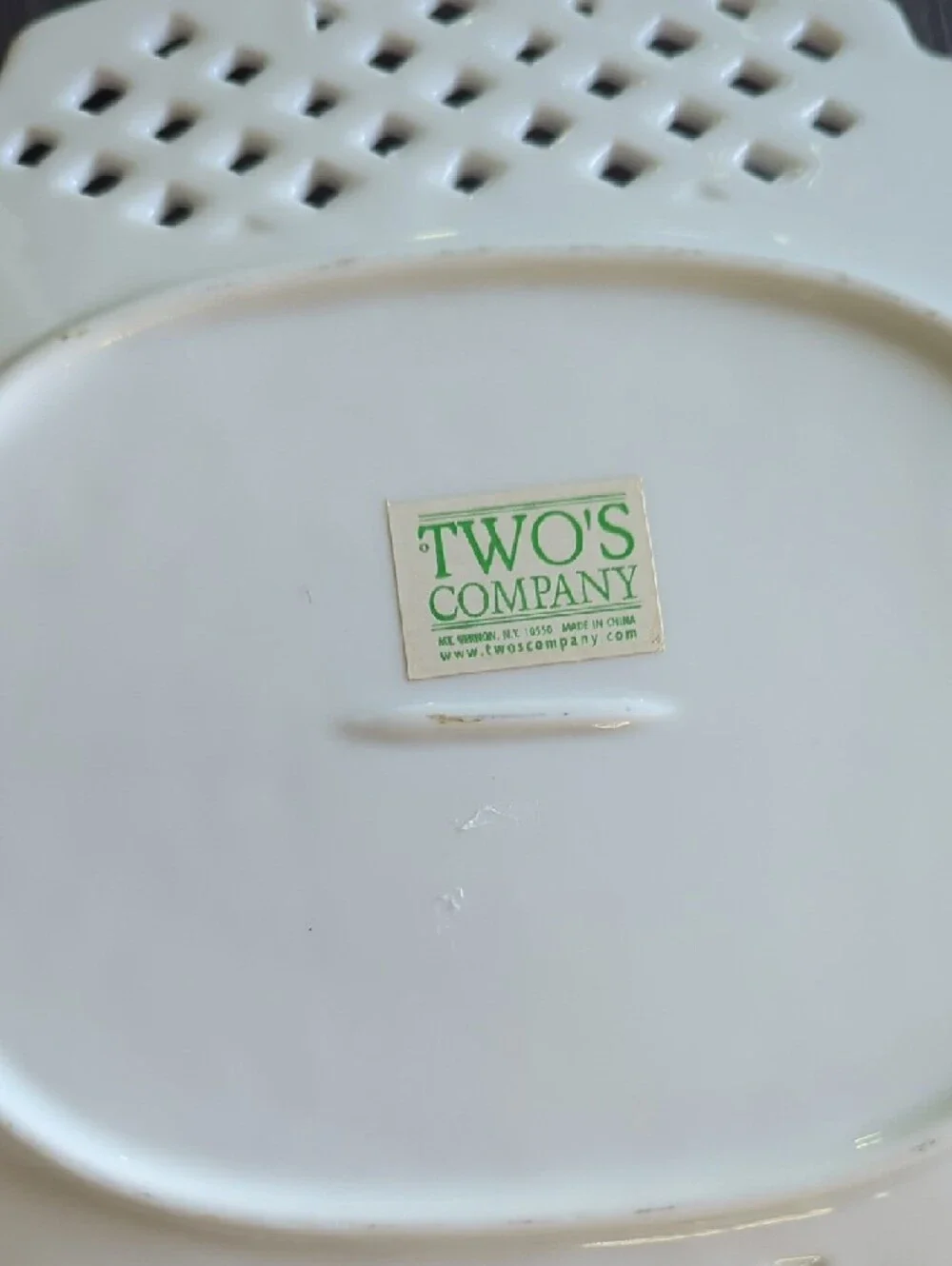 Set Of Three White Ceramic Lattice Plates